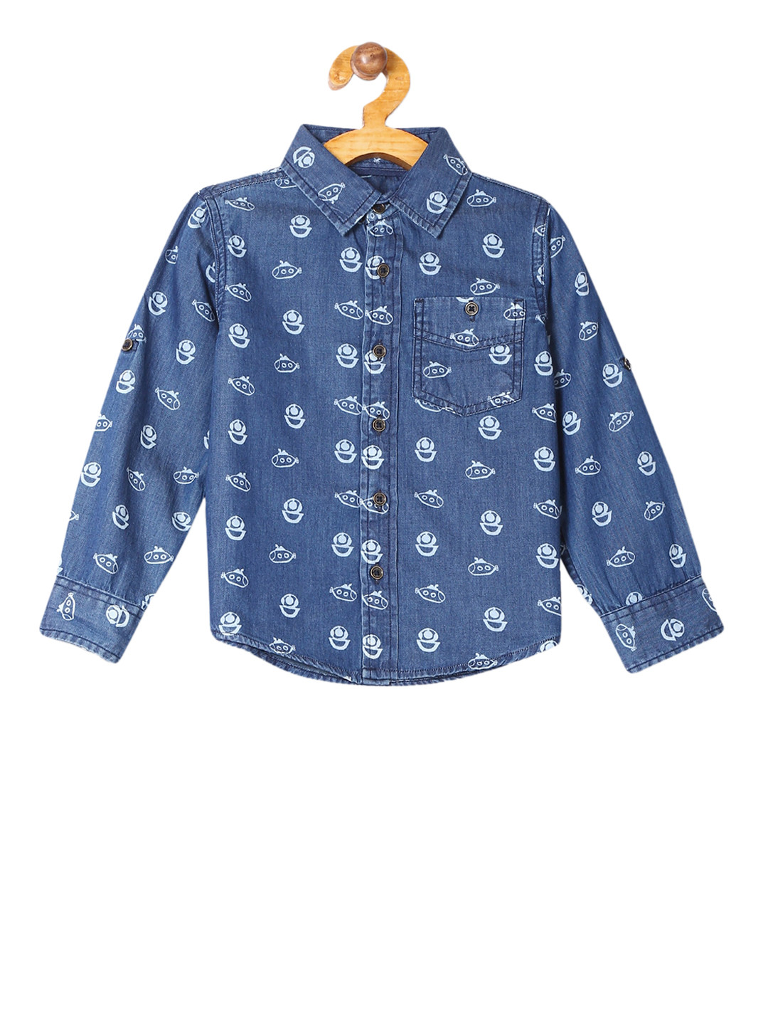 

Cherokee Boys Blue Regular Fit Printed Casual Shirt