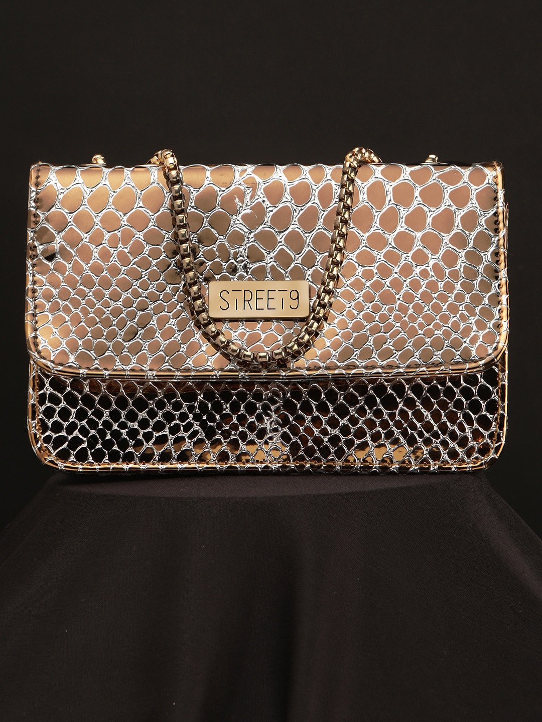 

STREET 9 Copper Animal Textured Envelope Clutch