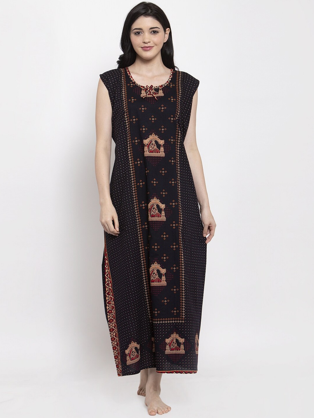 

Secret Wish Black Printed Nightdress