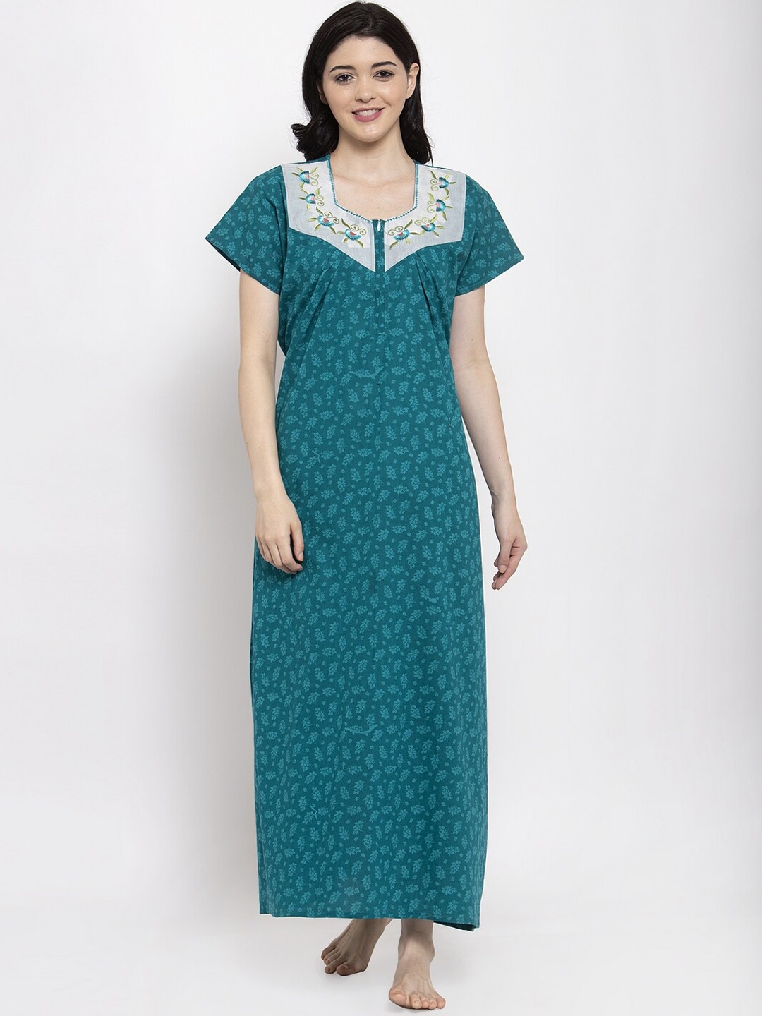 

Secret Wish Turquoise Blue Printed Nightdress