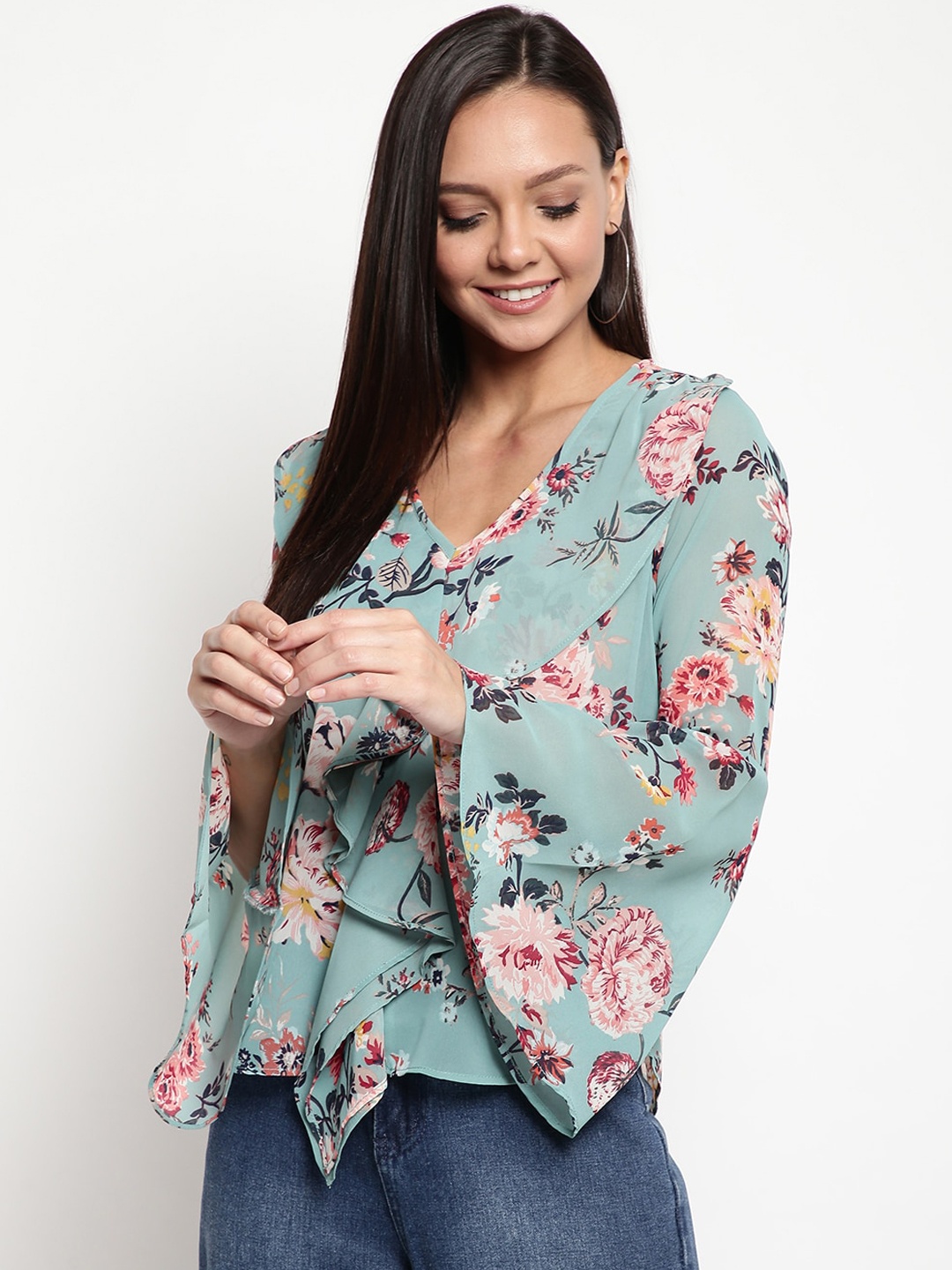 

Mayra Women Blue Printed Top