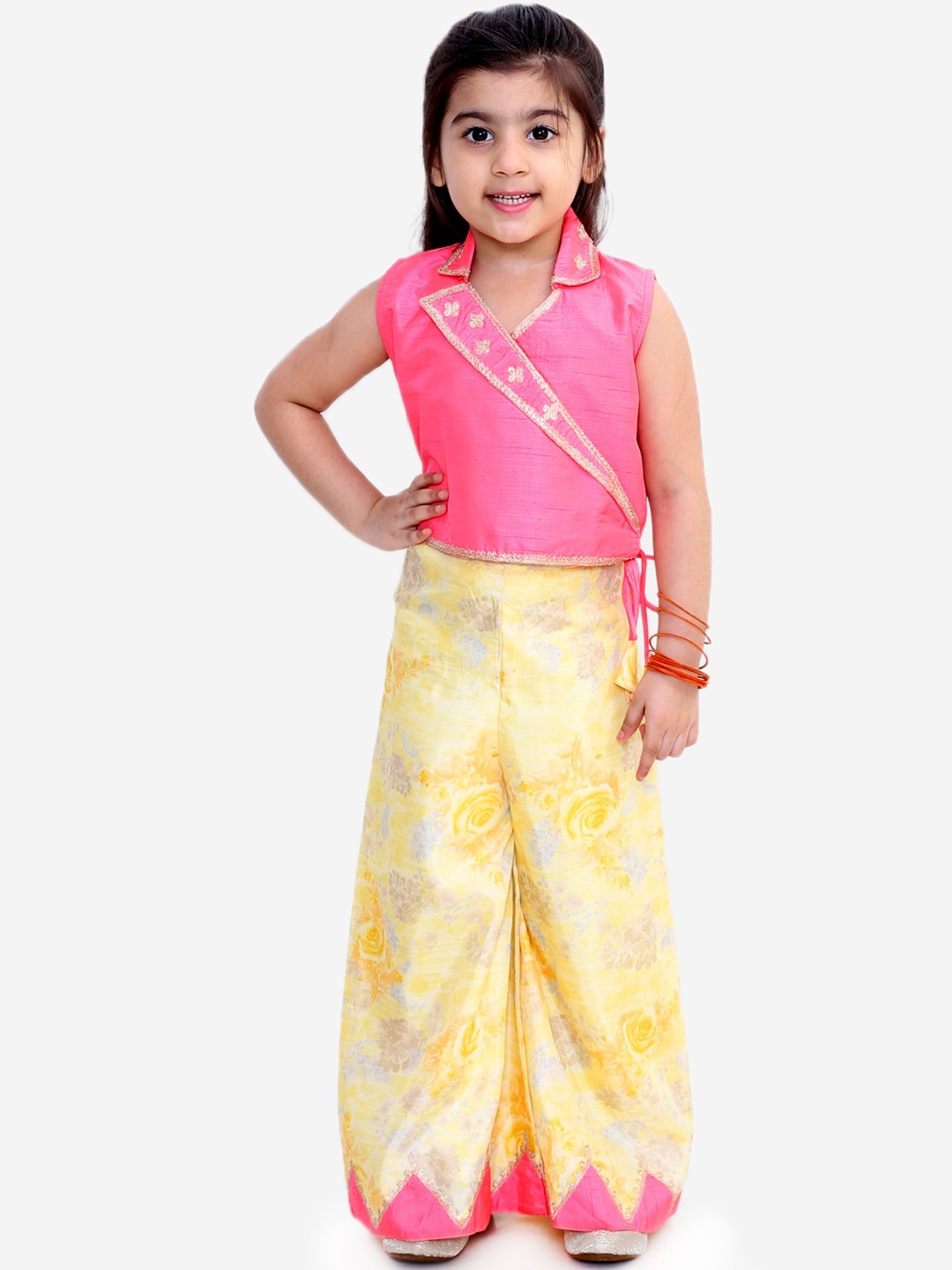 

KID1 Girls Pink & Yellow Solid Top with Palazzos