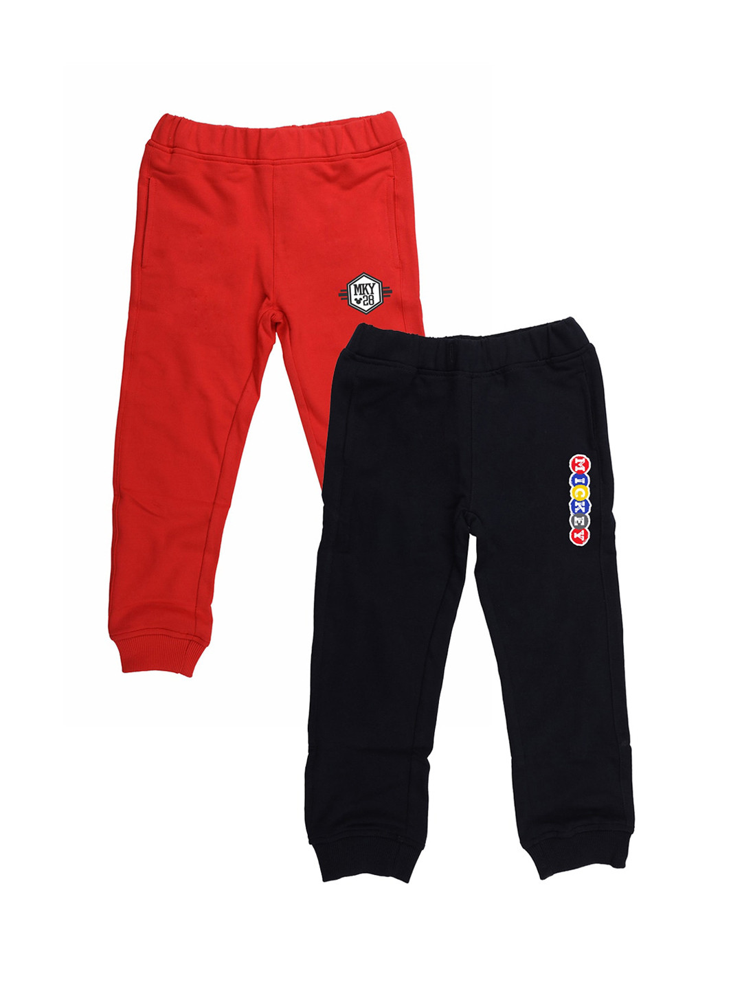 

YK Disney Boys Set of 2 Red & Black Solid Slim-Fit Track Pants