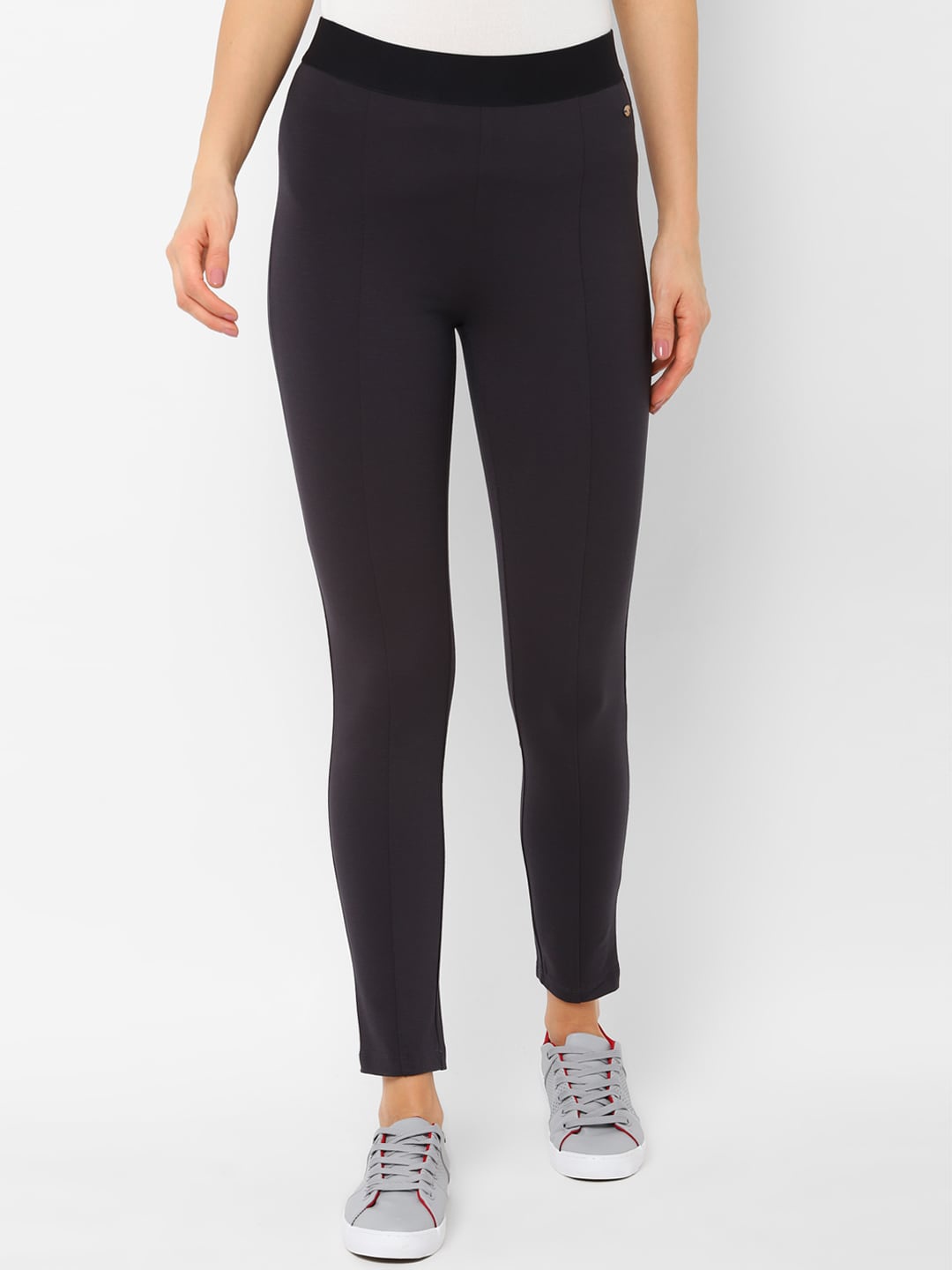 

Allen Solly Woman Charcoal Grey Regular Fit Solid Jeggings