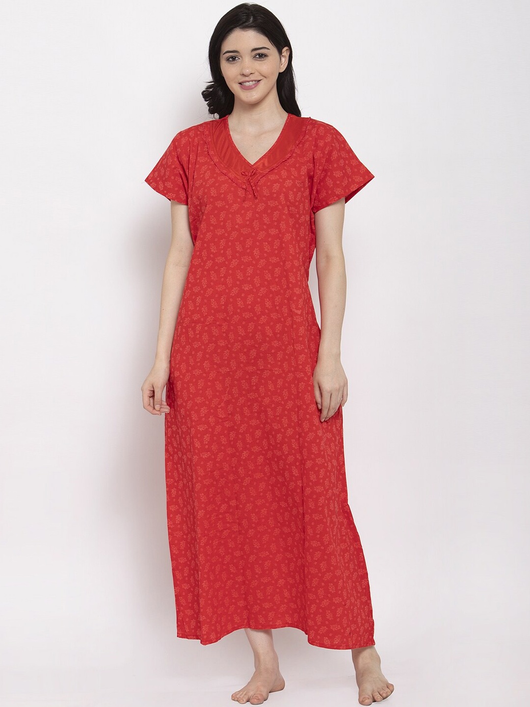 

Secret Wish Red Printed Nightdress