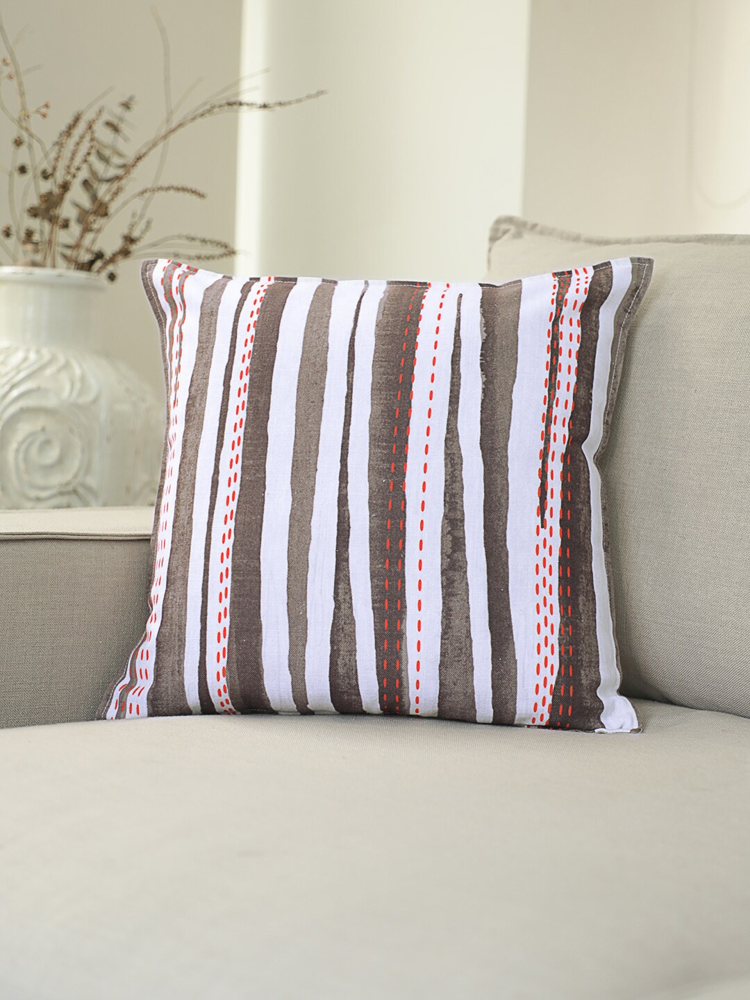 

BLUE BOAT Multicoloured Set of Single Striped Square Cushion Covers, Multi