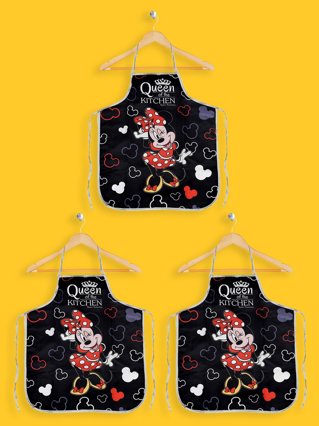 

Kuber Industries Unisex Pack Of 3 Black & Red Printed Silk Apron