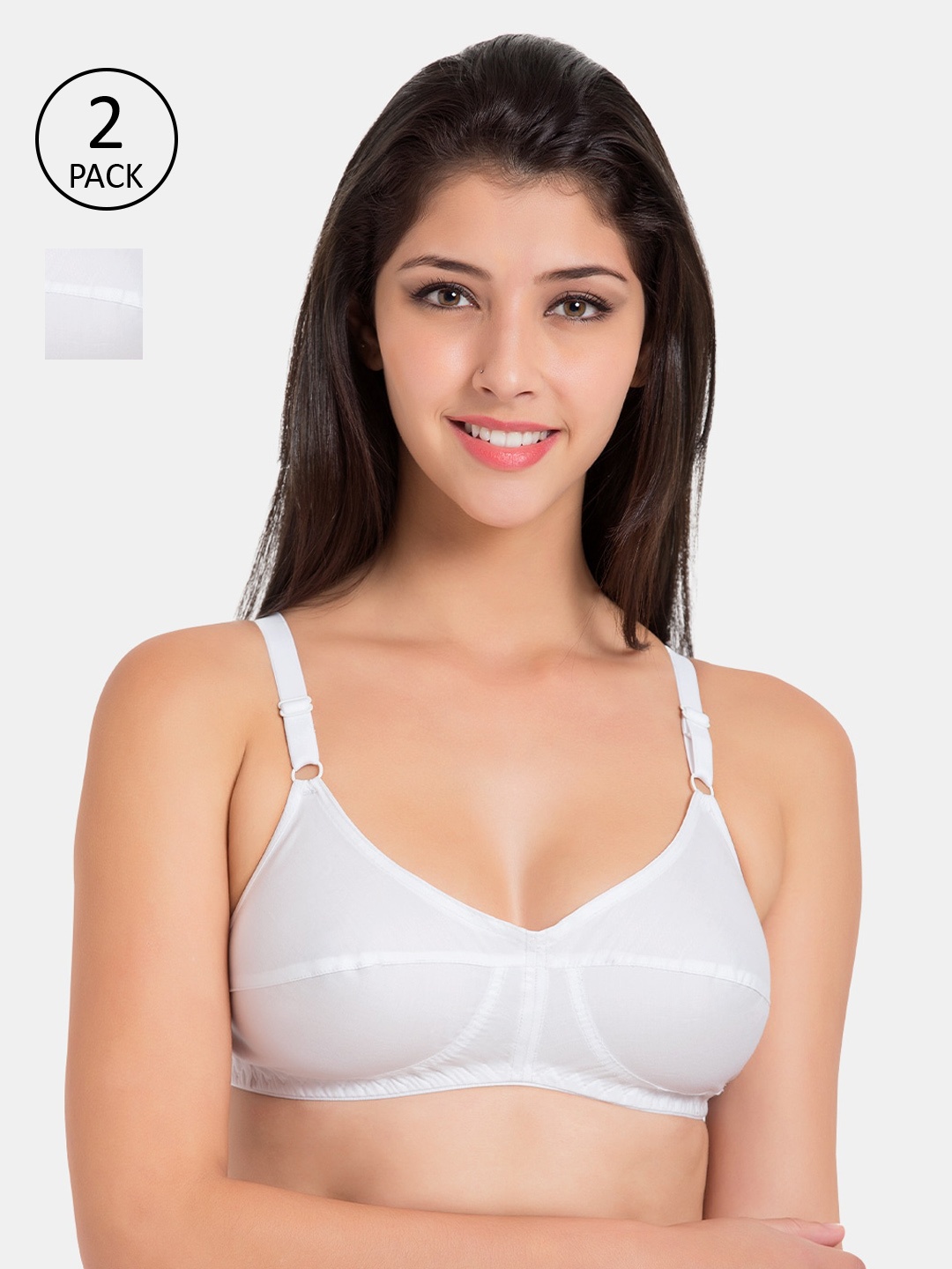 

Souminie Pack Of 2 White Solid Non-Wired Non Padded Everyday Bras SLY-931