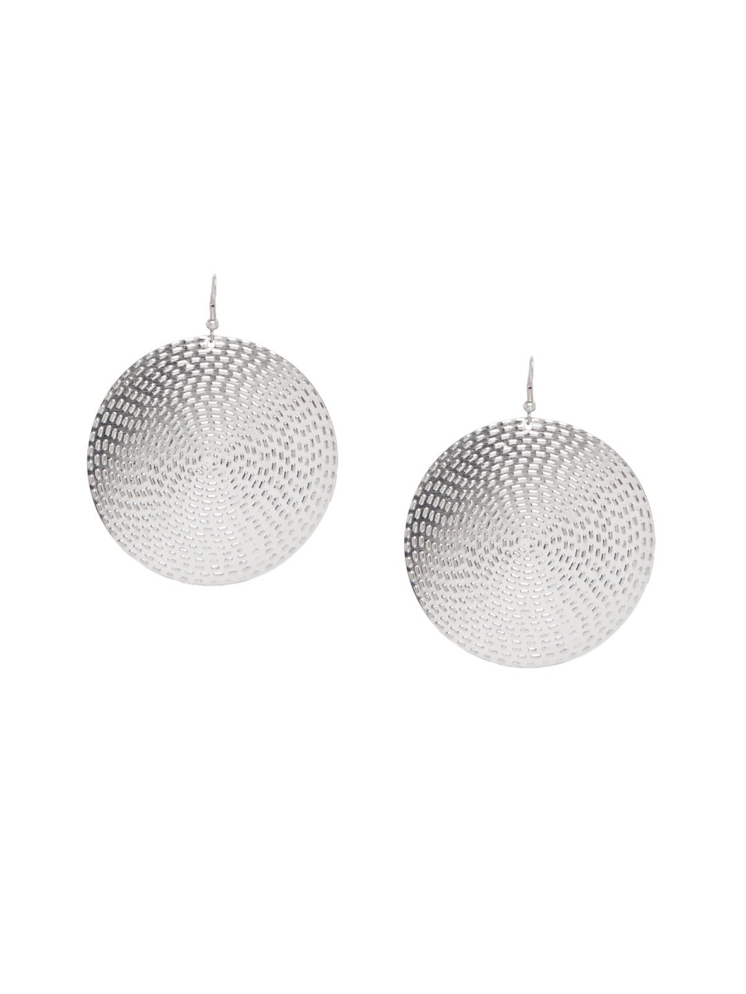 

INDYA Silver Plated Circular Drop Earrings
