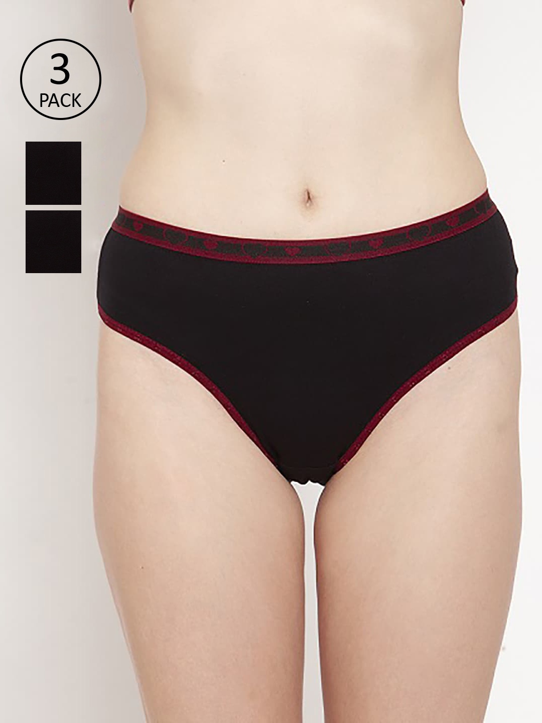 

Innocence Women Pack of 3 Hipster Briefs BBAPLIN90277, Black