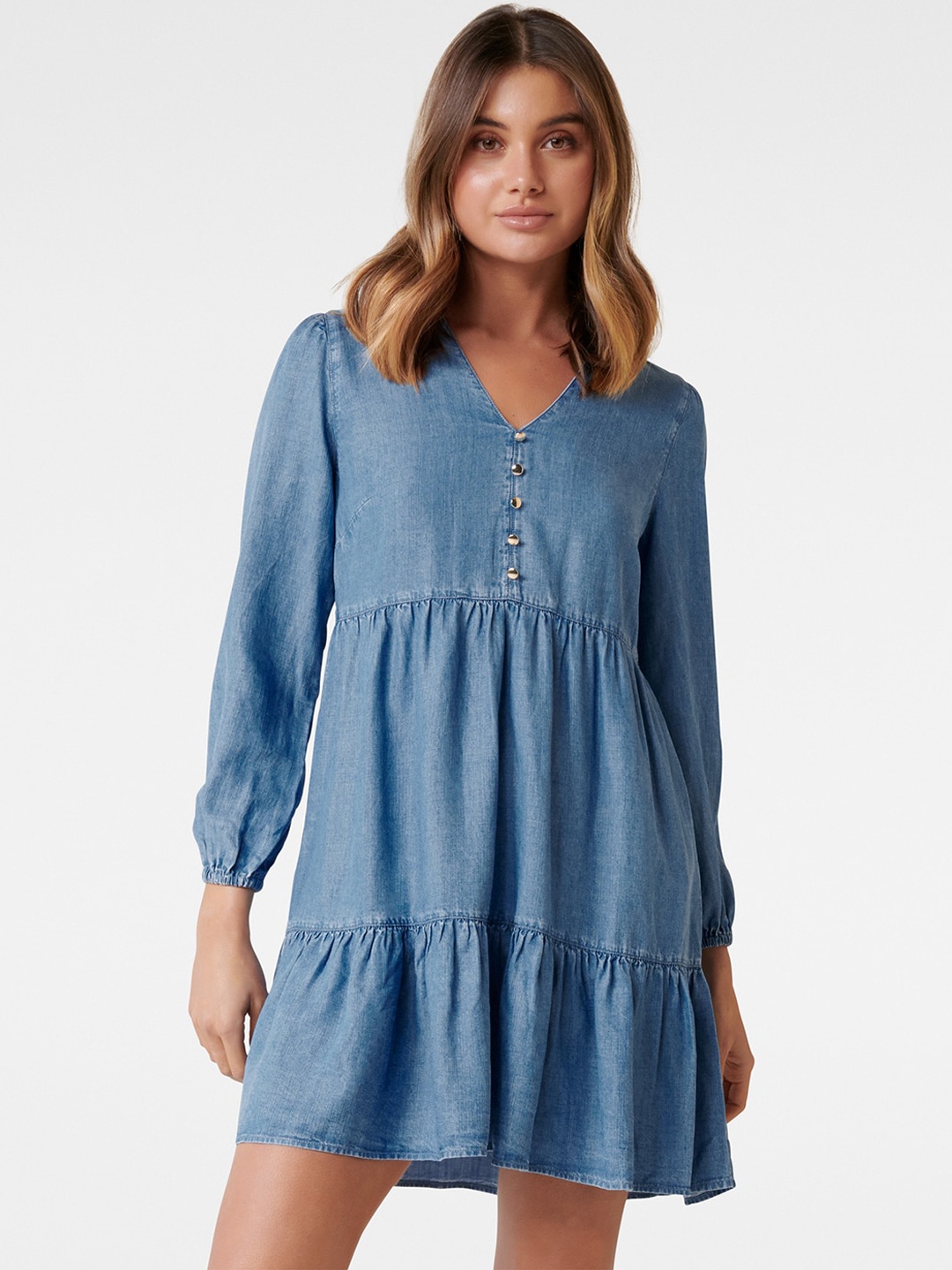 

Forever New Women Blue Solid A-Line Dress