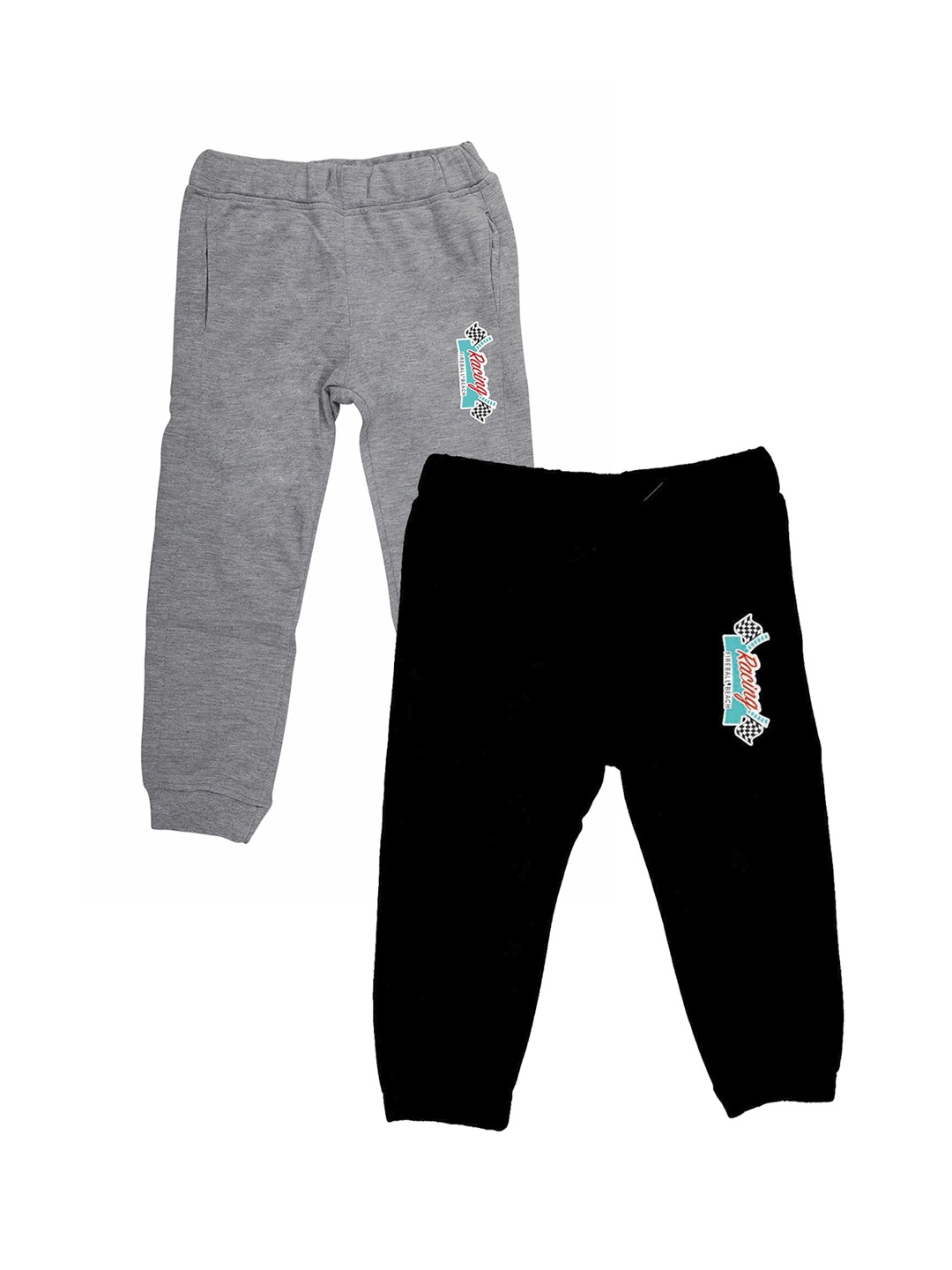 

YK Disney Boys Set of 2 Black & Grey Solid Slim-Fit Joggers