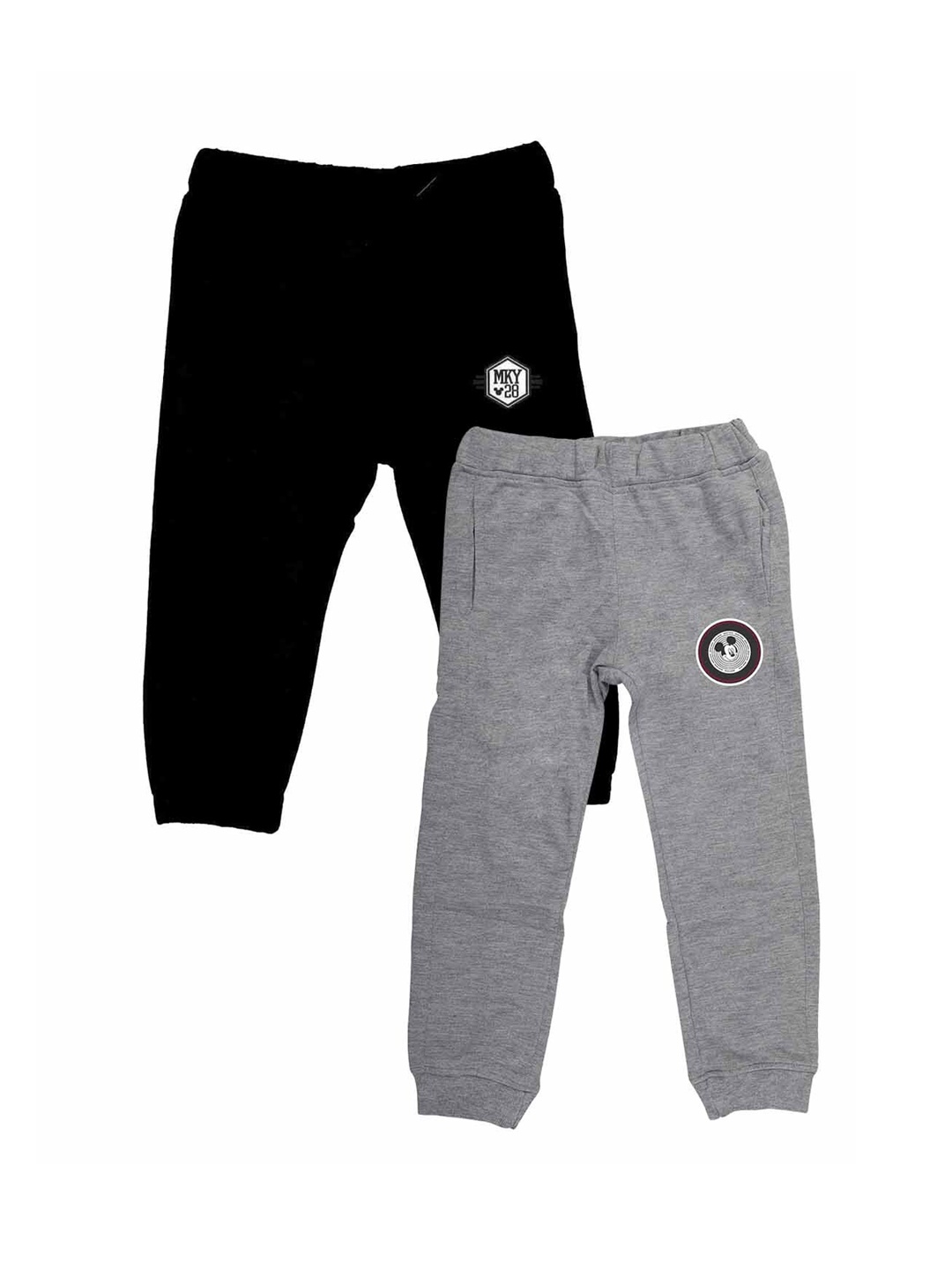 

YK Disney Boys Pack of 2 Grey & Black Solid Slim Fit Joggers