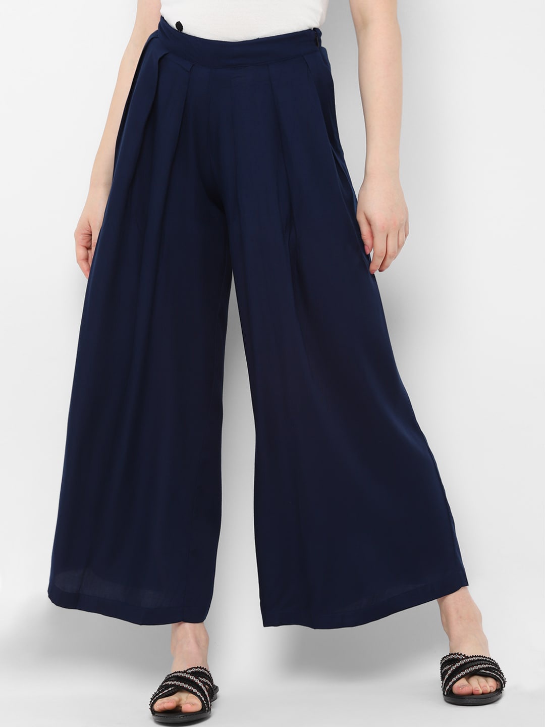

Allen Solly Woman Women Navy Blue Regular Fit Solid Culottes