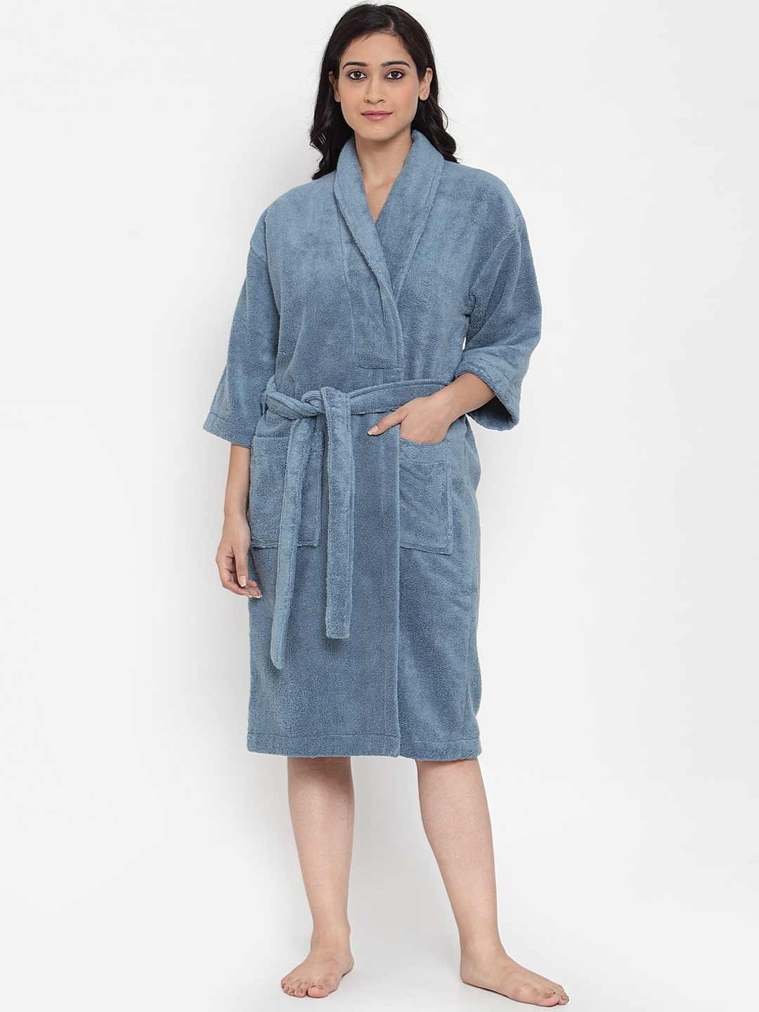 

Trident Women Teal Green Solid Bathrobe