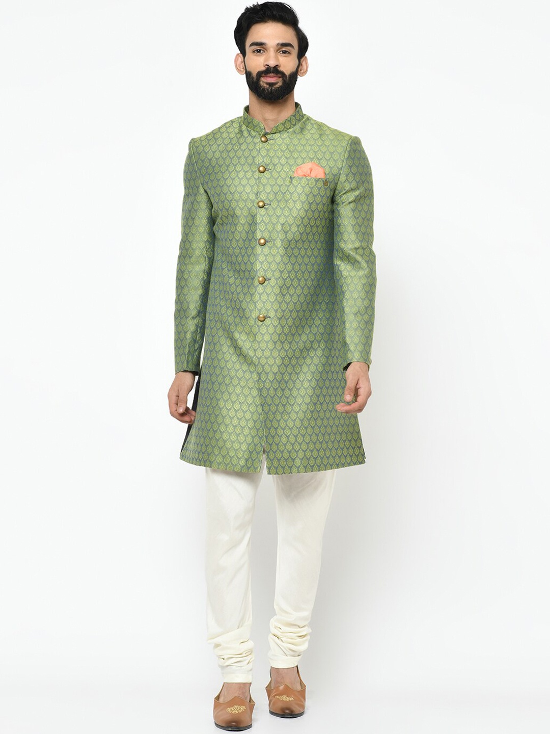 

KISAH Men Indowestern Sherwani Set, Green