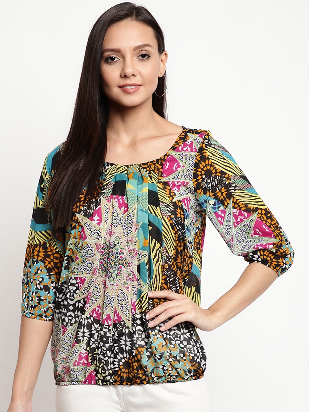 

Mayra Women Multicoloured Printed Blouson Top, Multi