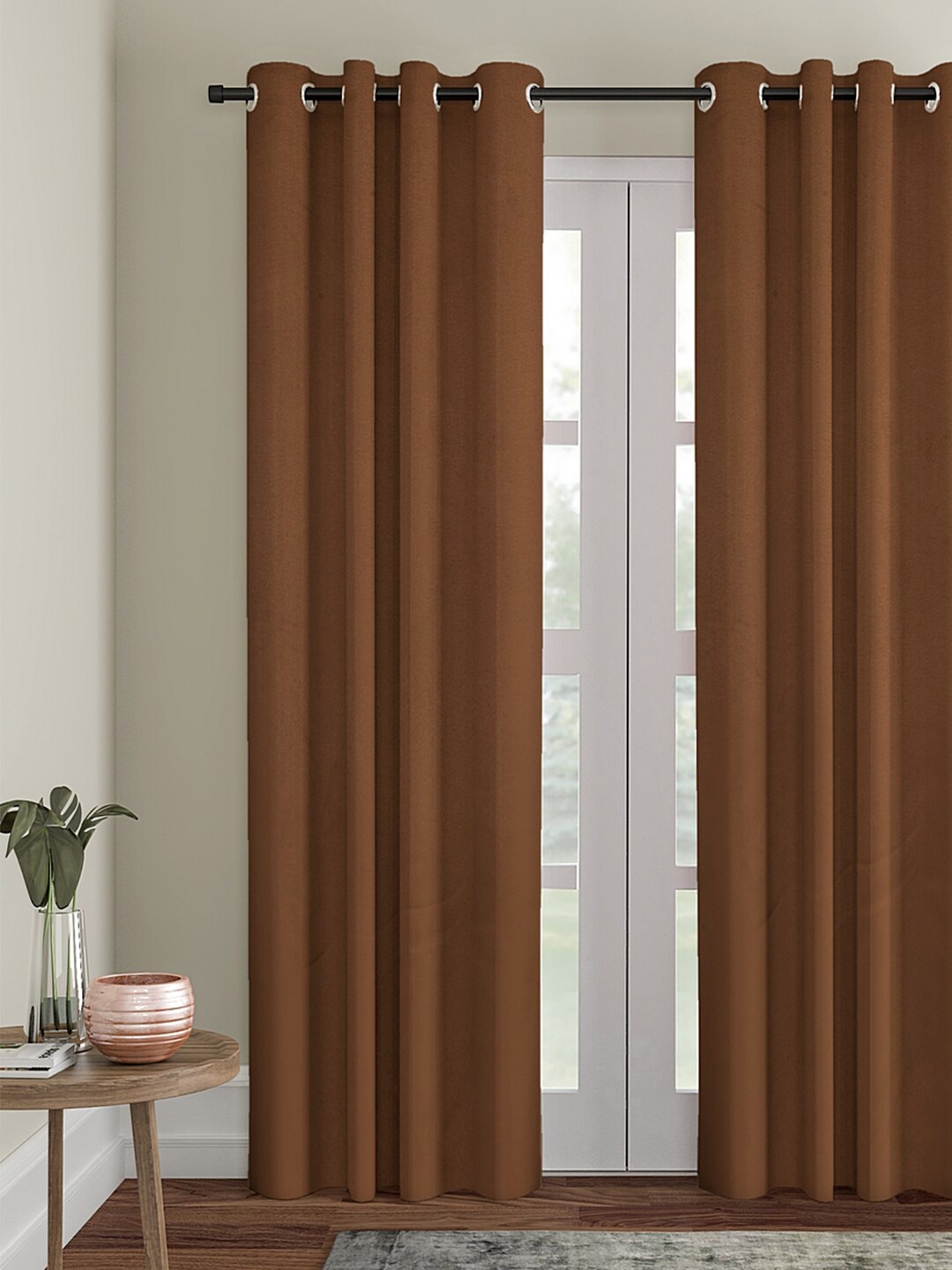 

eyda Brown Solid Single Room Darkening Long Door Curtain