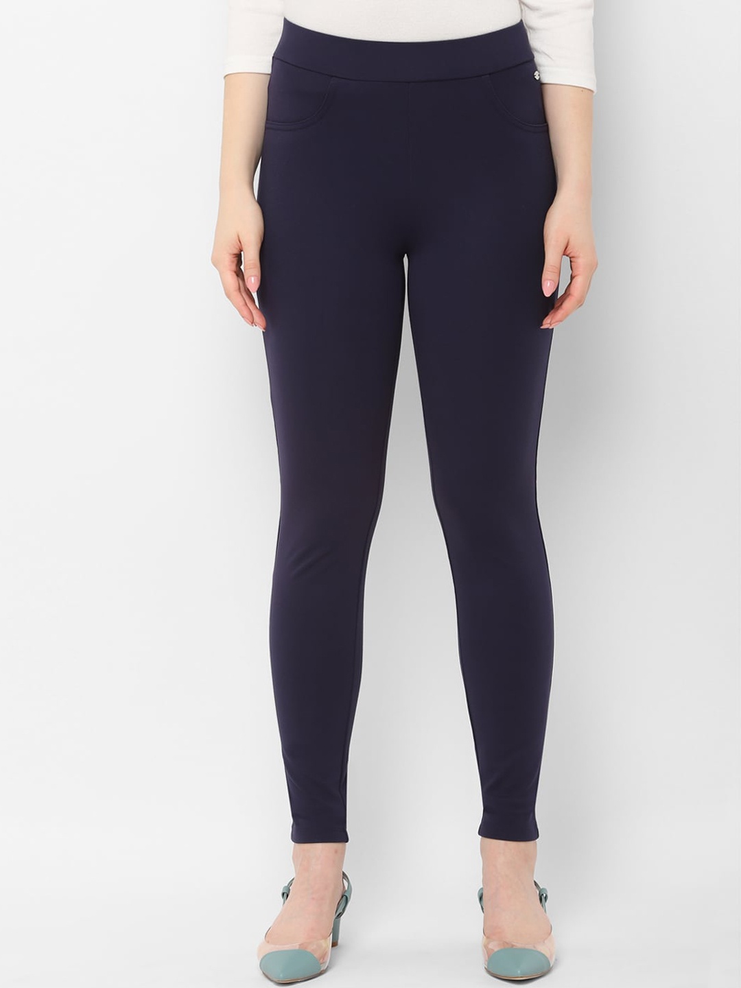 

Allen Solly Woman Women Navy Blue Regular Fit Solid Regular Trousers