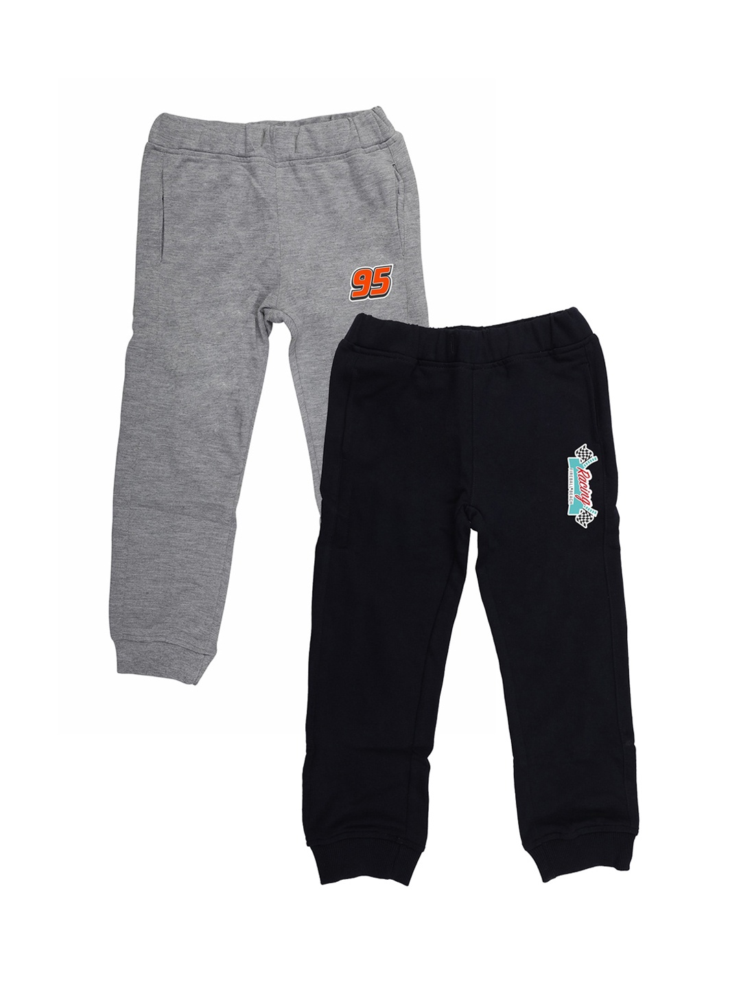 

YK Disney Boys Pack Of 2 Solid Slim-Fit Joggers, Grey melange