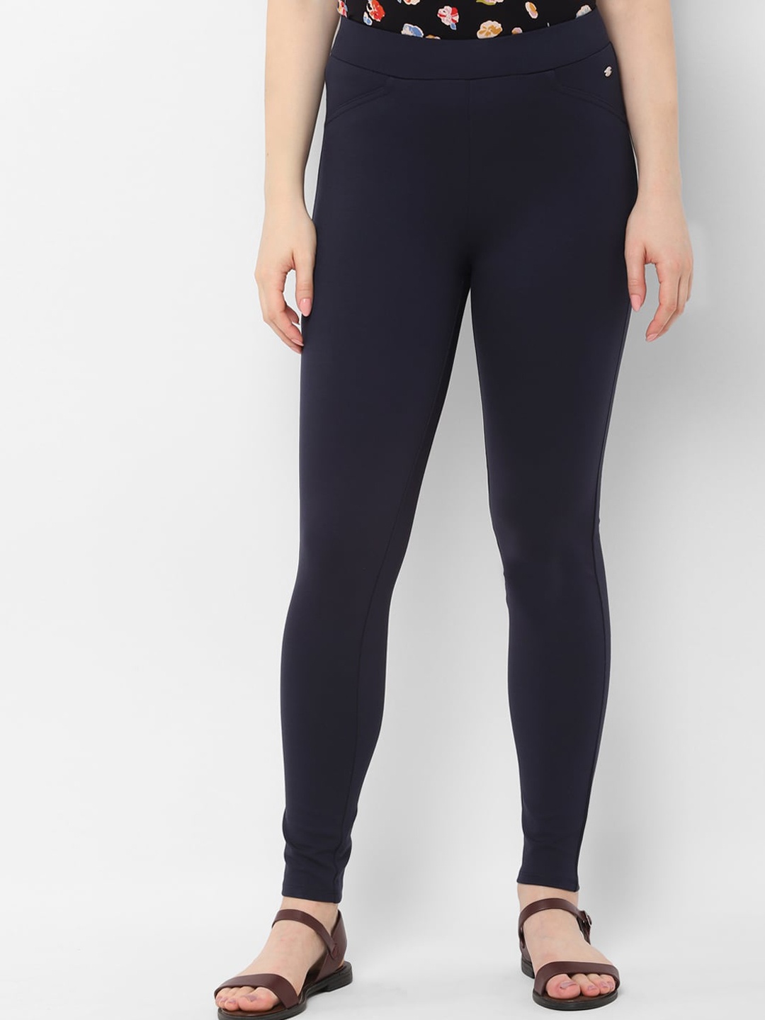 

Allen Solly Woman Women Navy Blue Regular Fit Solid Regular Trousers