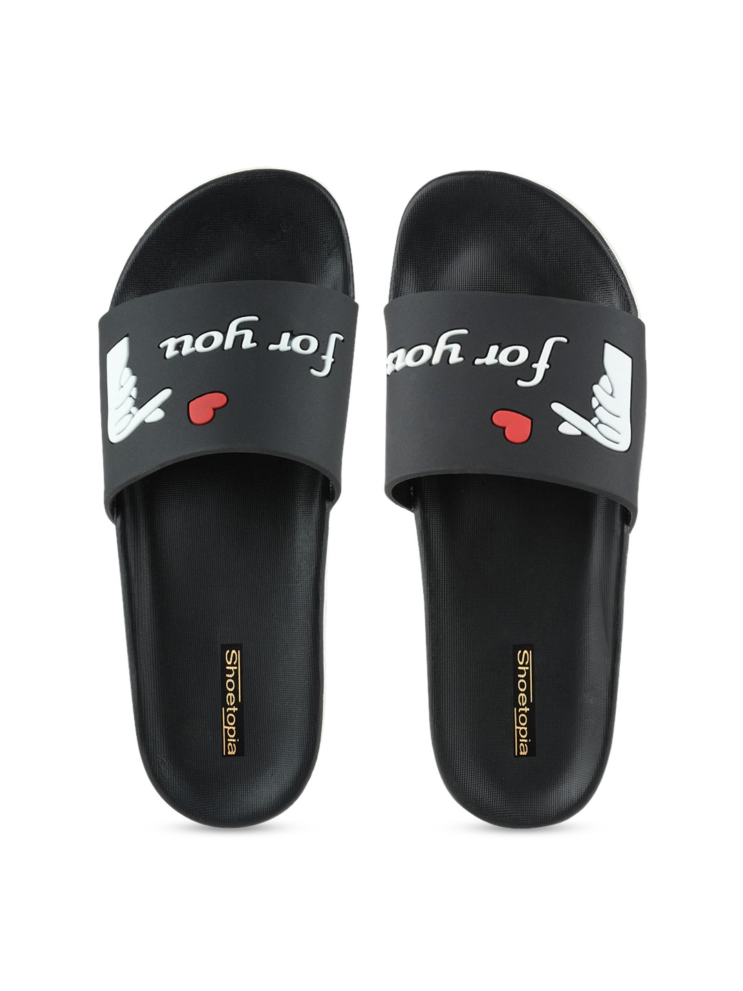 

Shoetopia Women Black Printed Sliders