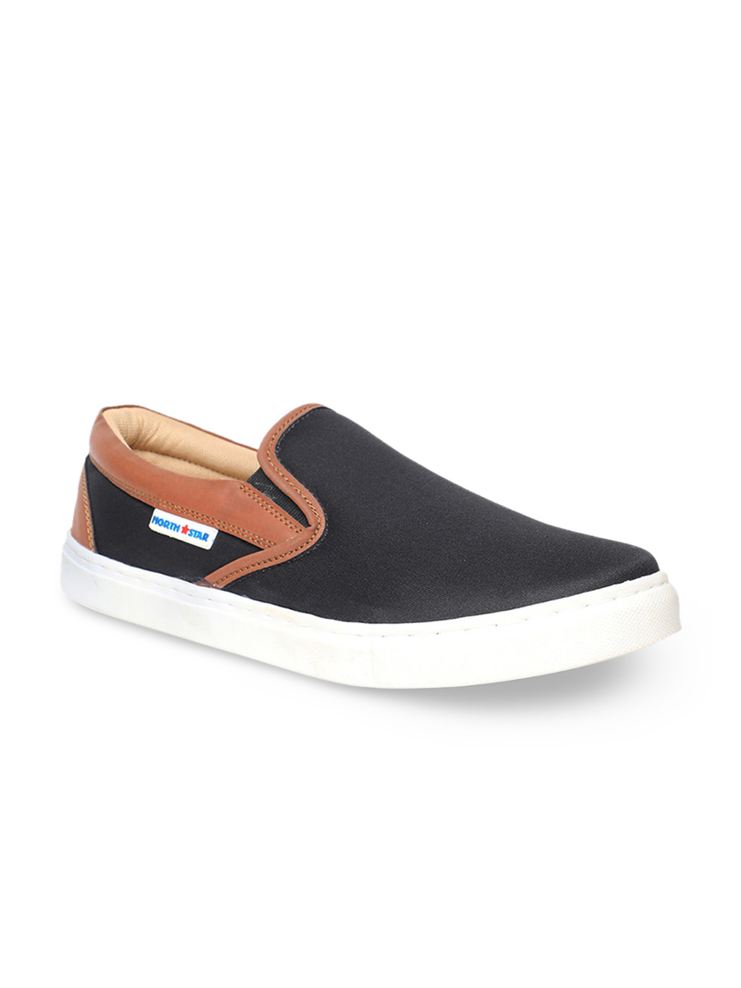 

North Star Men Black Colourblocked Slip-On Sneakers