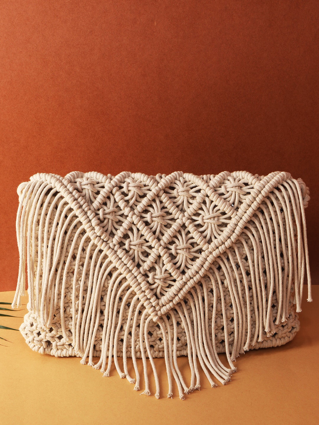 

STREET 9 Off-White Crochet Self Design Sling Bag