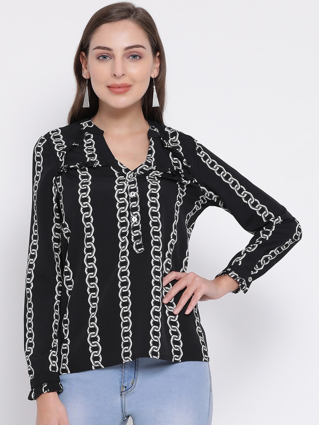Oxolloxo Women Black Printed Top