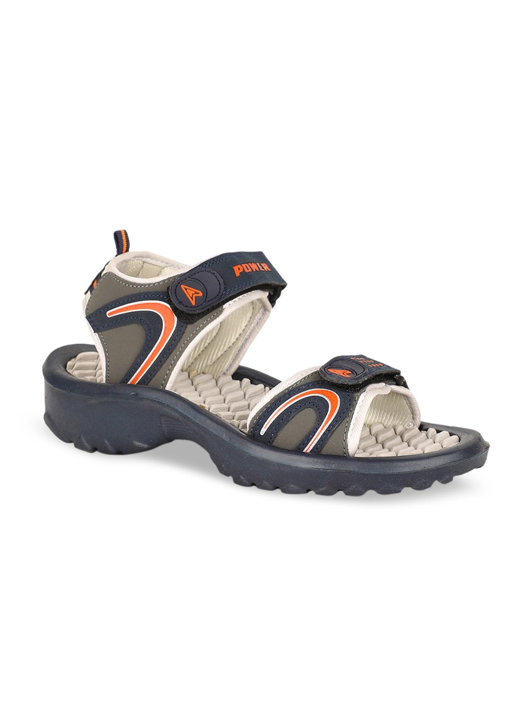 

Power Men Grey & Olive Green Solid Sports Sandals
