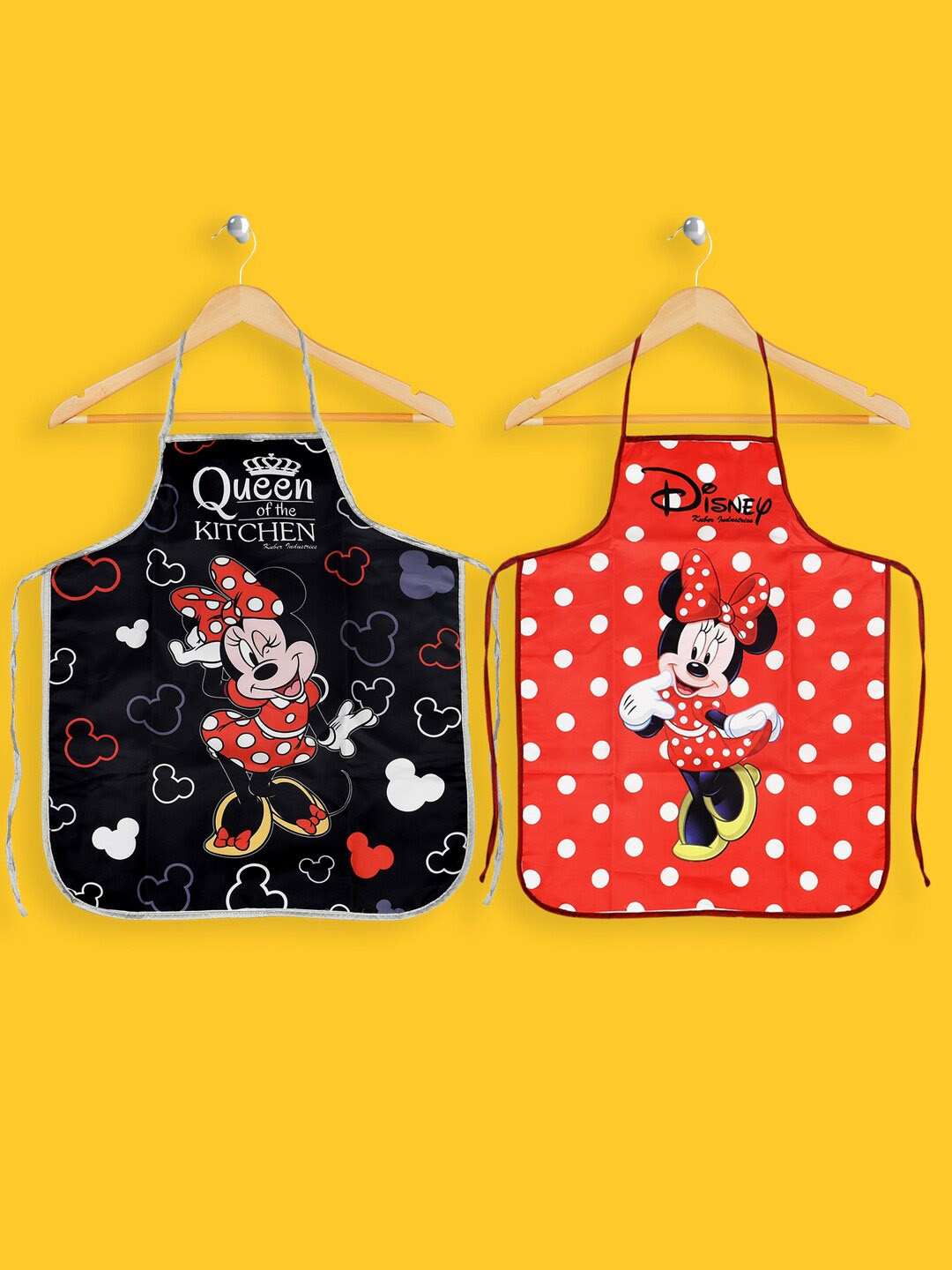 

Kuber Industries Unisex Set Of 2 Disney Minnie Print Silk Kitchen Aprons, Black