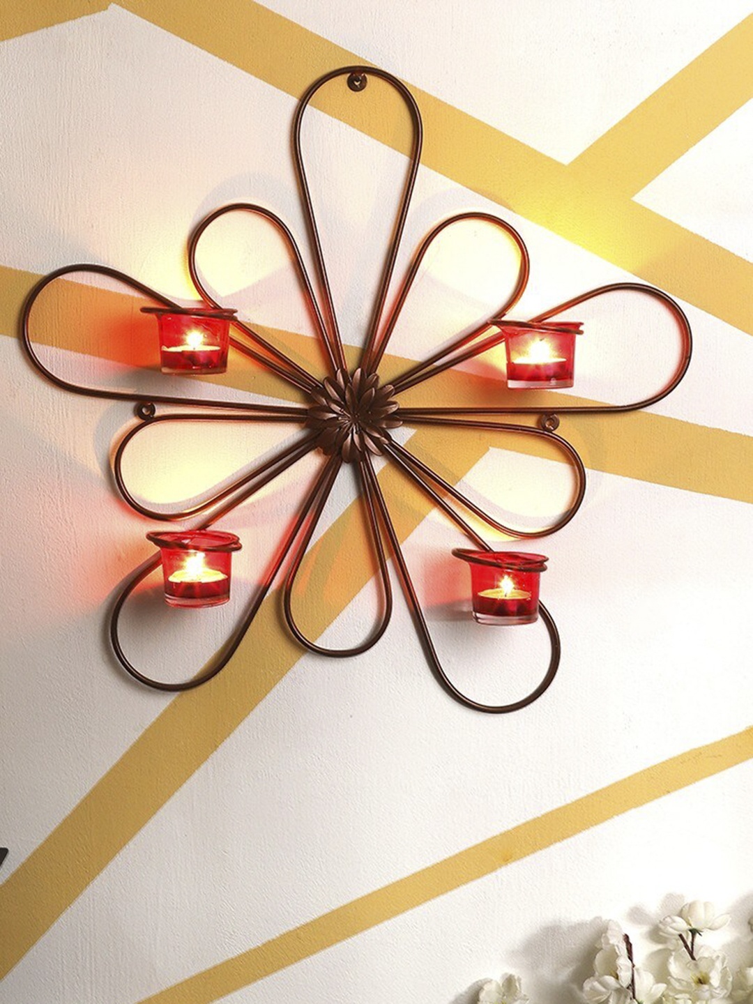 

Home Sparkle Copper-Toned & Red Wall Sconce Glass Votive Tealight Candle Holder