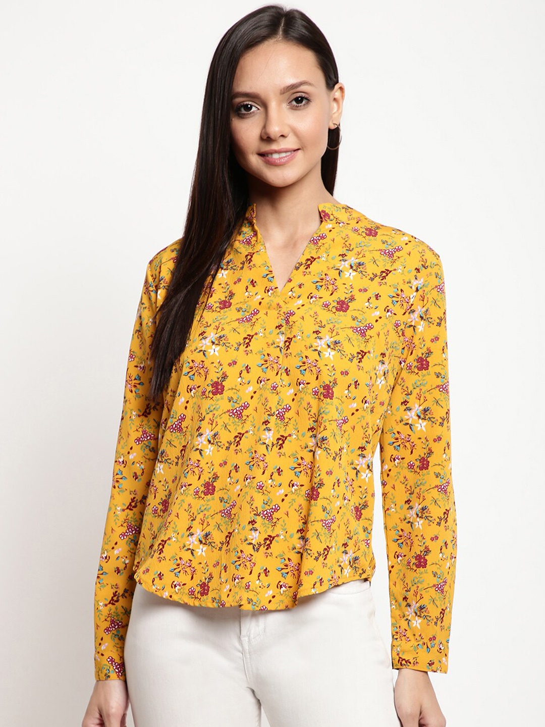 

Mayra Women Yellow Printed Top