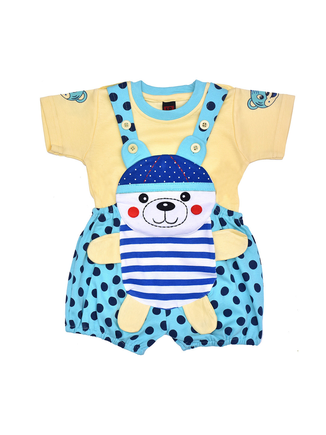 

BORN WEAR Unisex Kids Blue & Yellow Printed T-shirt with Shorts