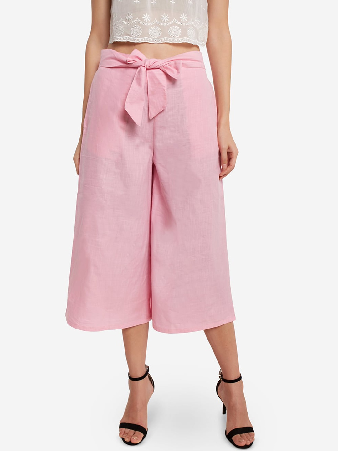 

Desi Weavess Women Pink Solid Straight Palazzos