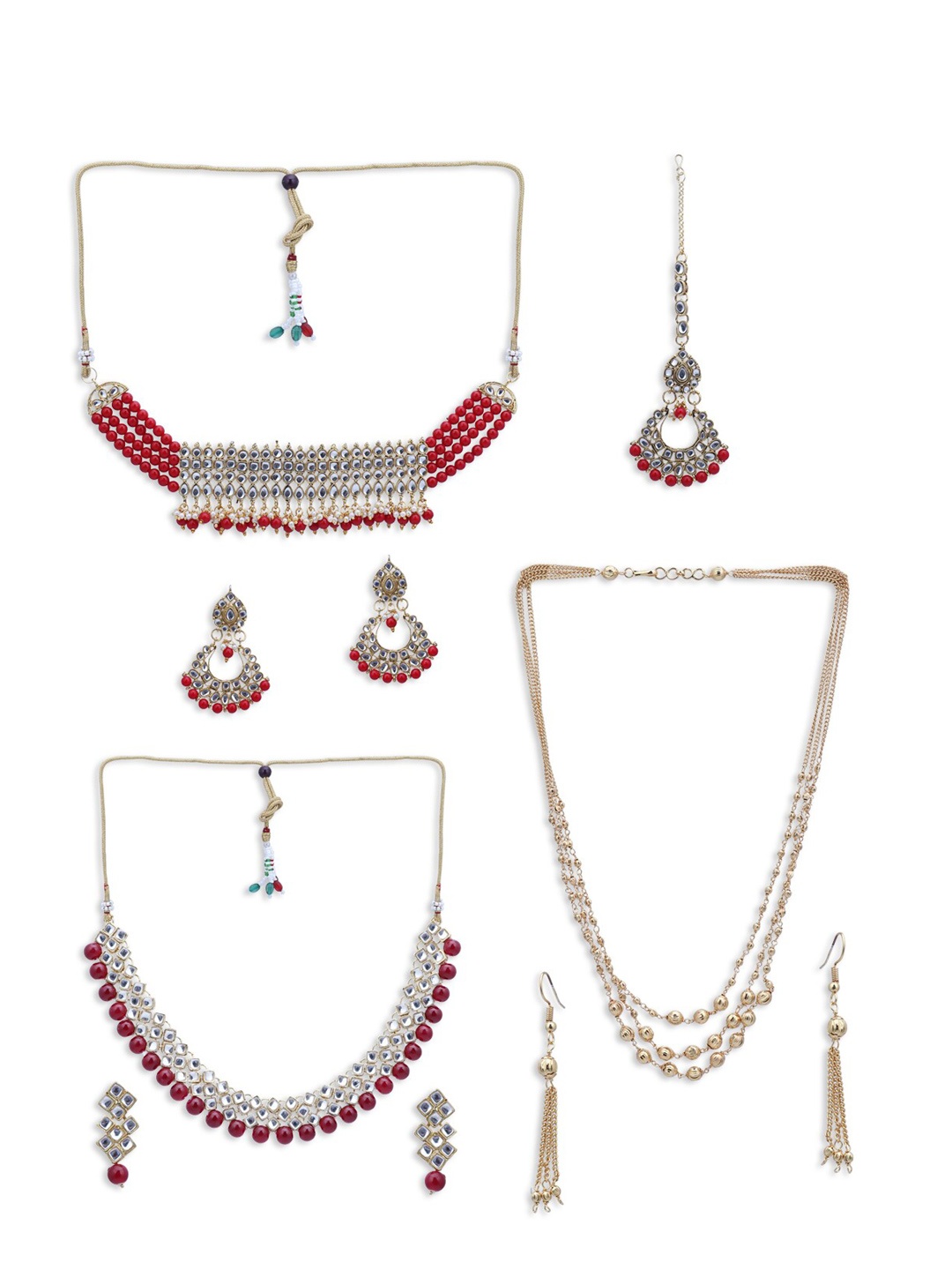 

Sukkhi Gold-Plated Kundan & Pearl Embellished Jewellery Set
