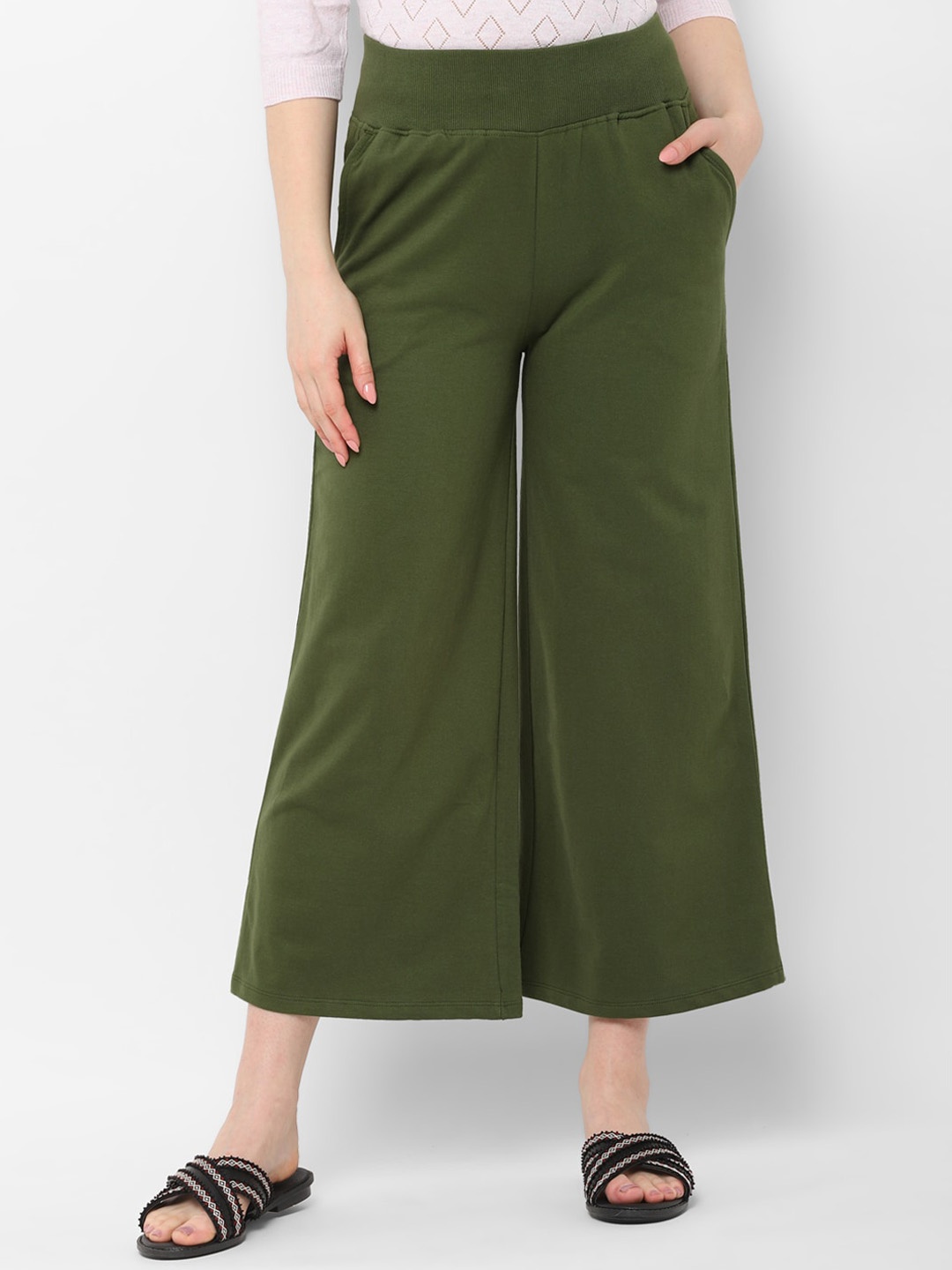 

Allen Solly Woman Women Olive Green Regular Fit Solid Culottes