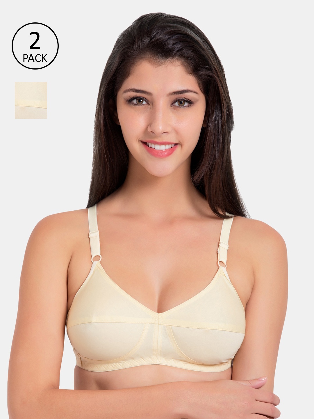 

Souminie Pack Of 2 Beige Solid Non-Wired Non Padded Everyday Bras SLY-931-2PC-SK