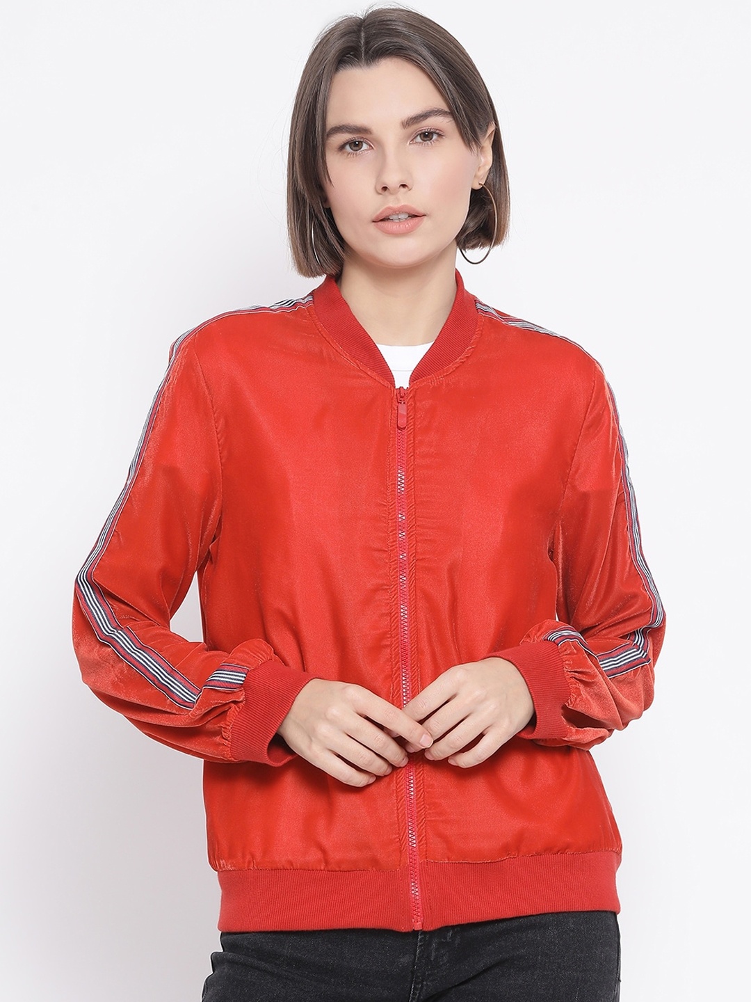 

Oxolloxo Women Orange Solid Bomber