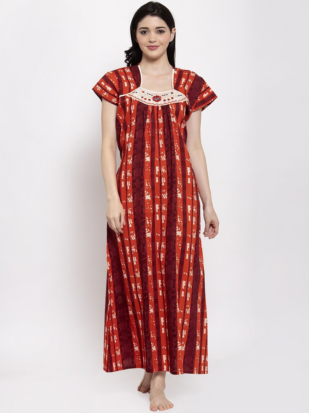 

Secret Wish Orange & Red Striped Nightdress