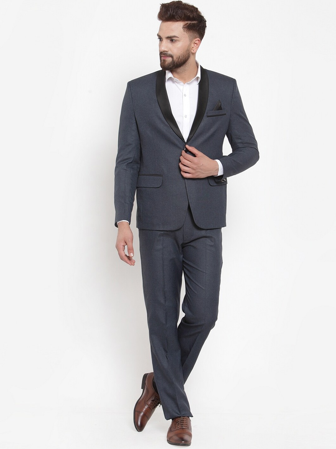 

KLOTTHE Men Blue Solid Slim-Fit Tuxedo Party Suit
