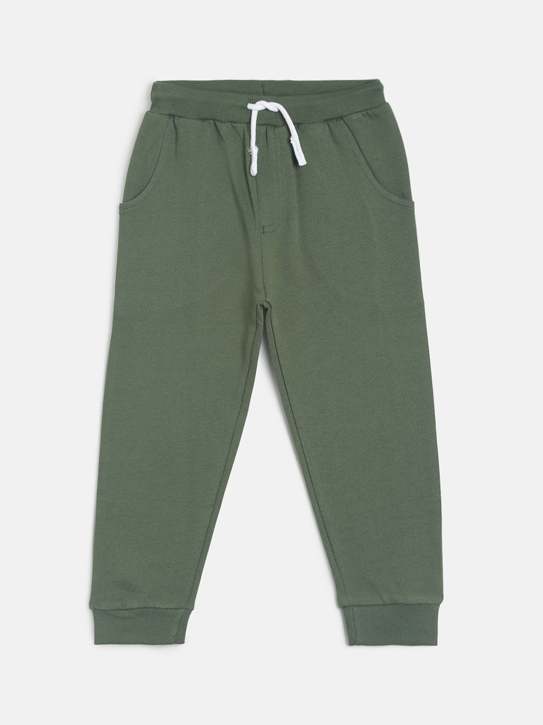 

MINI KLUB Boys Green Solid Straight-Fit Joggers