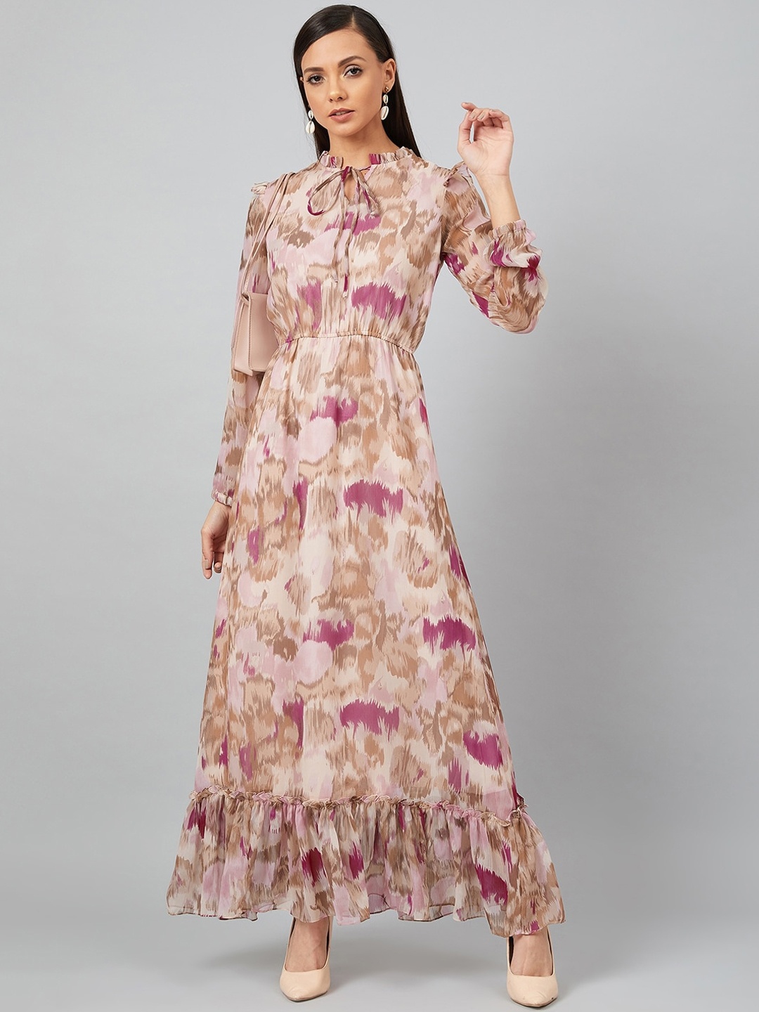 

Athena Women Beige Printed Maxi Dress