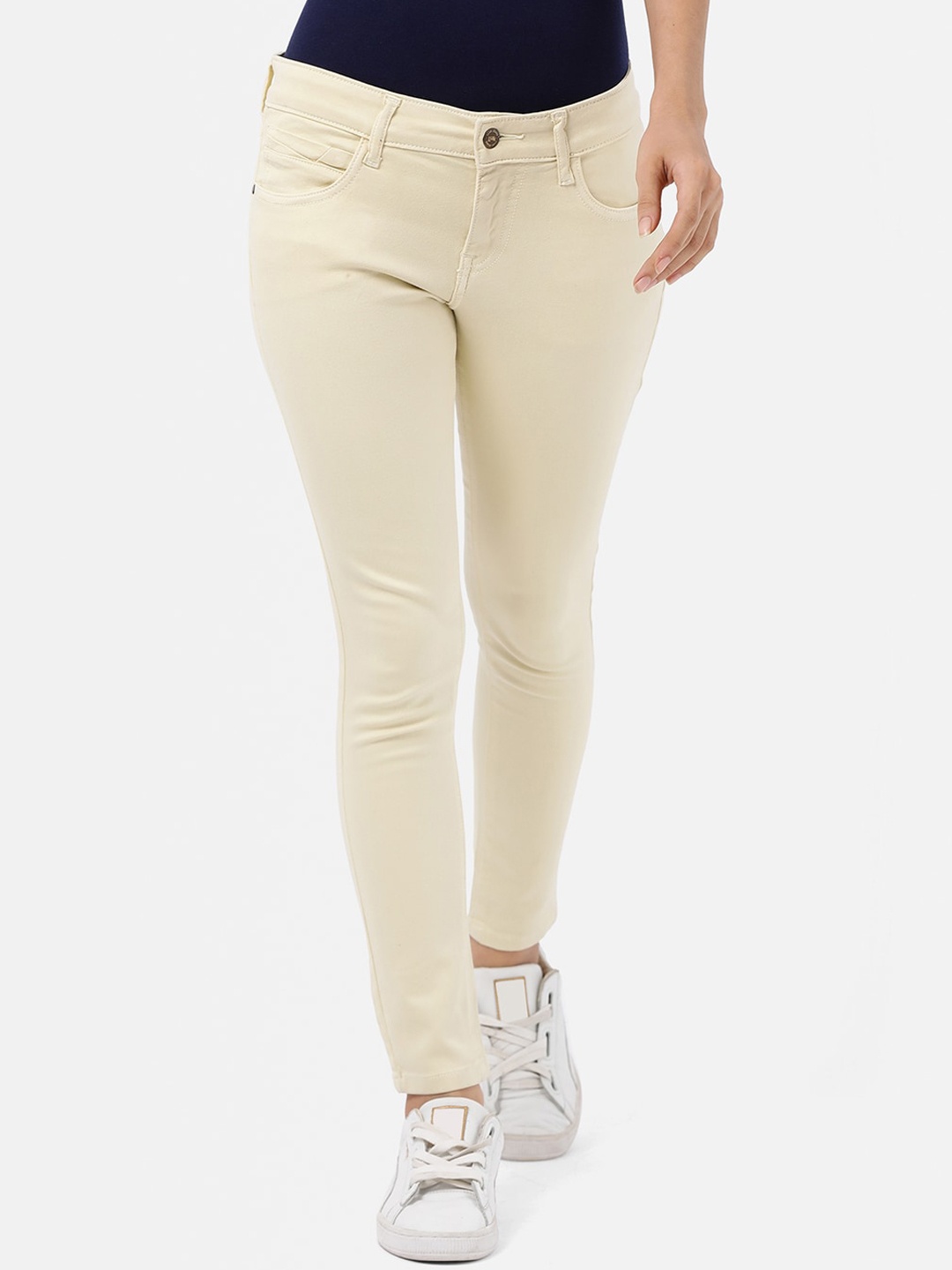 Llak Jeans Women Yellow Skinny Fit Low-Rise Clean Look Jeans