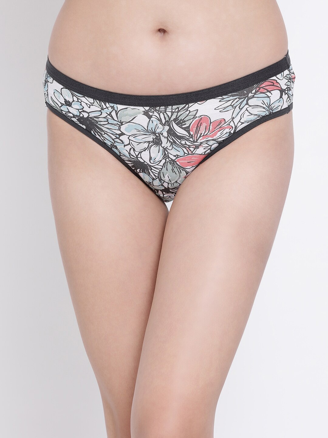 

Clovia Women Blue & Black Floral Printed Bikini Briefs PN3344D11