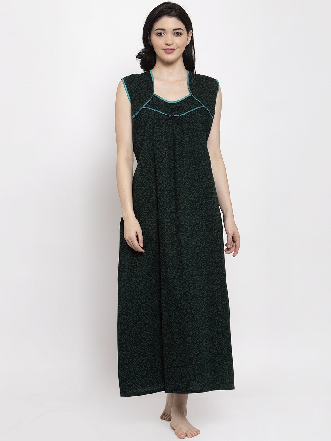Secret Wish Green Printed Nightdress