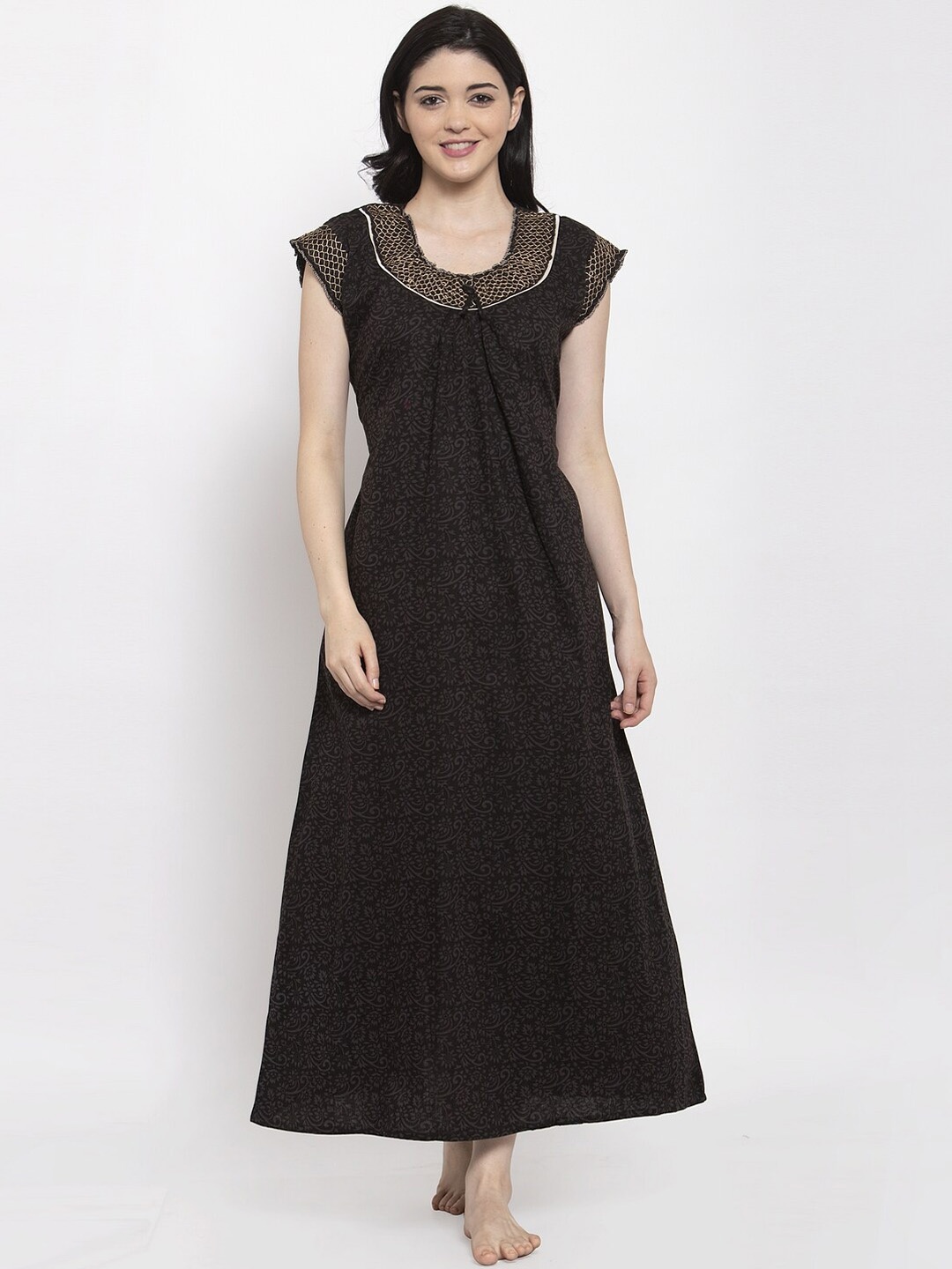 

Secret Wish Black Printed Nightdress