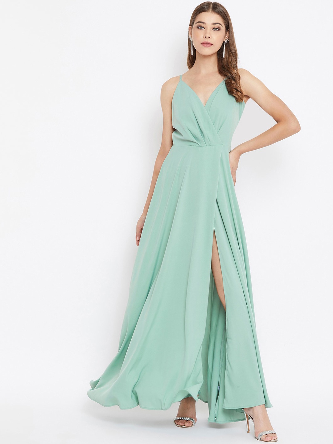 

Berrylush Mint Green Monochrome Layered Maxi Dress