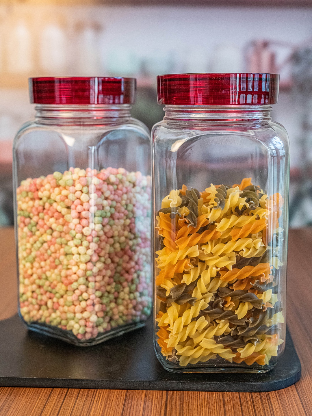 

Roxx Unisex Set of 2 Transparent Flash Square Storage Jars