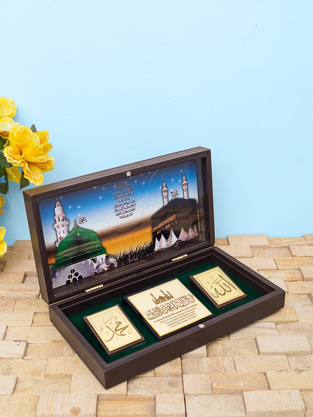 

Golden Peacock 24 Ct Gold-Plated & Black Allah Muhammad Dua Box